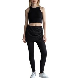 C&C CALIFORNIA Draped Skirt Leggings in Black SZ.Small